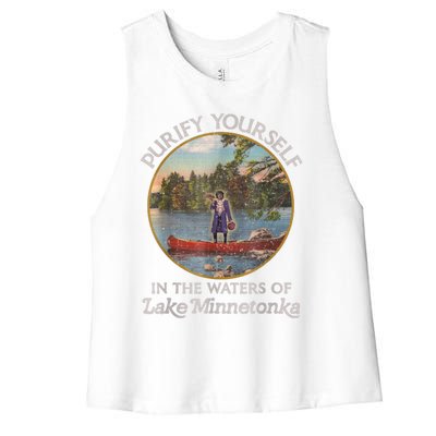 Vintage Purify Yourself In The Waters Of Lake Minnetonka Women's Racerback Cropped Tank