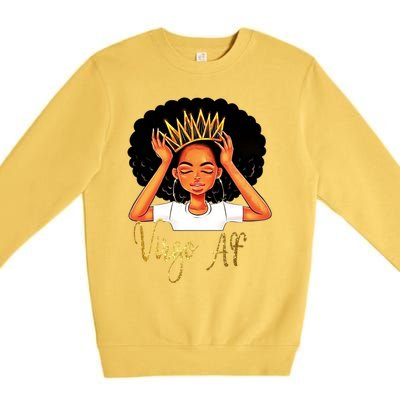 Virgo Queen Af Zodiac Floral Birthday Gift Funny Gift Premium Crewneck Sweatshirt