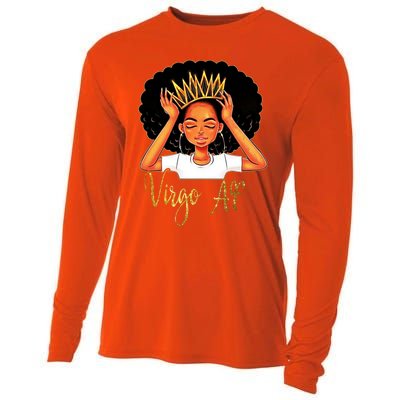 Virgo Queen Af Zodiac Floral Birthday Gift Funny Gift Cooling Performance Long Sleeve Crew