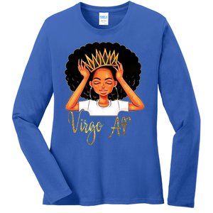 Virgo Queen Af Zodiac Floral Birthday Cute Gift Funny Gift Meaningful Gift Ladies Long Sleeve Shirt