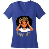 Virgo Queen Af Zodiac Floral Birthday Cute Gift Funny Gift Meaningful Gift Women's V-Neck T-Shirt