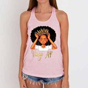 Virgo Queen Af Zodiac Floral Birthday Cute Gift Funny Gift Meaningful Gift Women's Knotted Racerback Tank