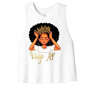 Virgo Queen Af Zodiac Floral Birthday Cute Gift Funny Gift Meaningful Gift Women's Racerback Cropped Tank