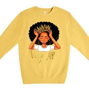 Virgo Queen Af Zodiac Floral Birthday Meaningful Gift Premium Crewneck Sweatshirt