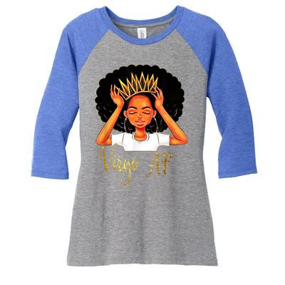 Virgo Queen Af Zodiac Floral Birthday Meaningful Gift Women's Tri-Blend 3/4-Sleeve Raglan Shirt