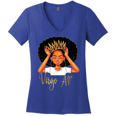 Virgo Queen Af Zodiac Floral Birthday Meaningful Gift Women's V-Neck T-Shirt