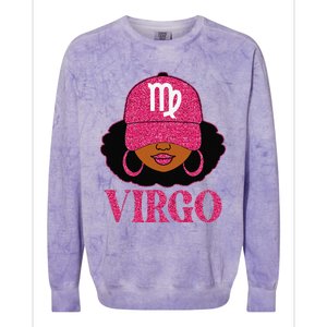 Virgo Queen Birthday Afro Hair Cap Hat Black Women Colorblast Crewneck Sweatshirt