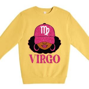 Virgo Queen Birthday Afro Hair Cap Hat Black Women Premium Crewneck Sweatshirt