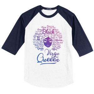 Virgo Queen Black Queen Birthday Funny Gift Zodiac Funny Gift Baseball Sleeve Shirt