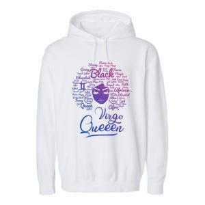 Virgo Queen Black Queen Birthday Funny Gift Zodiac Funny Gift Garment-Dyed Fleece Hoodie