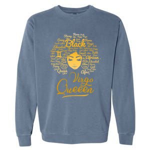 Virgo Queen Black Queen Birthday Funny Gift Zodiac Gift Garment-Dyed Sweatshirt