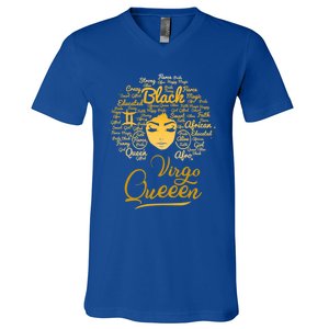 Virgo Queen Black Queen Birthday Funny Gift Zodiac Gift V-Neck T-Shirt