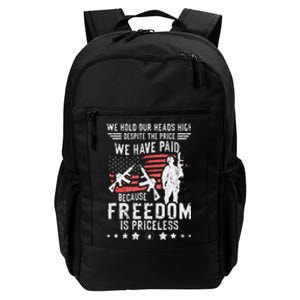 Veterans Quote Because Freedom is Priceless 4th of July Daily Commute Backpack