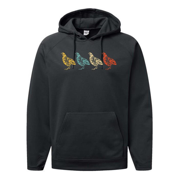 Vintage Quail Bird 60s 70s Quail Performance Fleece Hoodie