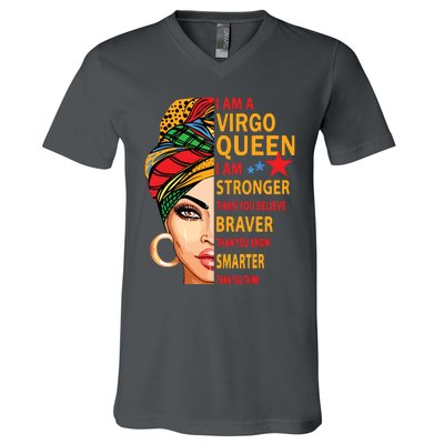 Virgo Queen I Am Stronger Birthday Gift For Virgo Zodiac V-Neck T-Shirt