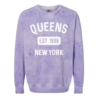 Vintage Queens Ny Nyc Gifts Souvenir Queens Est 1898 Colorblast Crewneck Sweatshirt