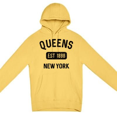 Vintage Queens Ny Nyc Gifts Souvenir Queens Est 1898 Premium Pullover Hoodie