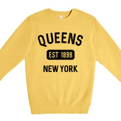 Vintage Queens Ny Nyc Gifts Souvenir Queens Est 1898 Premium Crewneck Sweatshirt