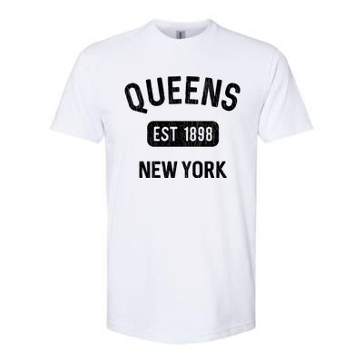 Vintage Queens Ny Nyc Gifts Souvenir Queens Est 1898 Softstyle CVC T-Shirt