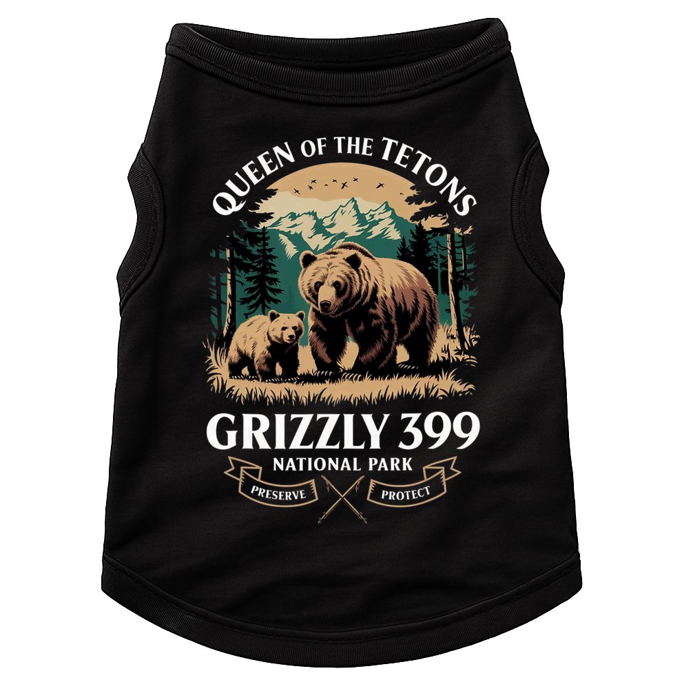 Vintage Queen Of The Tetons Grizzly 399 National Park Bear Doggie Tank