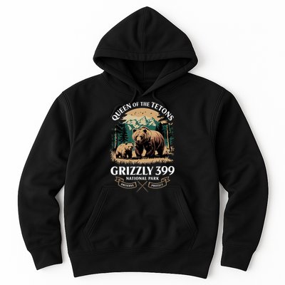 Vintage Queen Of The Tetons Grizzly 399 National Park Bear Hoodie