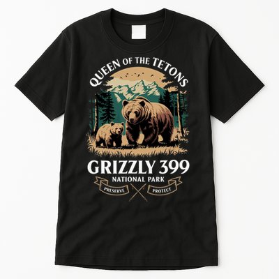 Vintage Queen Of The Tetons Grizzly 399 National Park Bear Tall T-Shirt