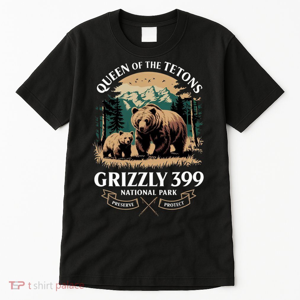 Vintage Queen Of The Tetons Grizzly 399 National Park Bear Tall T-Shirt