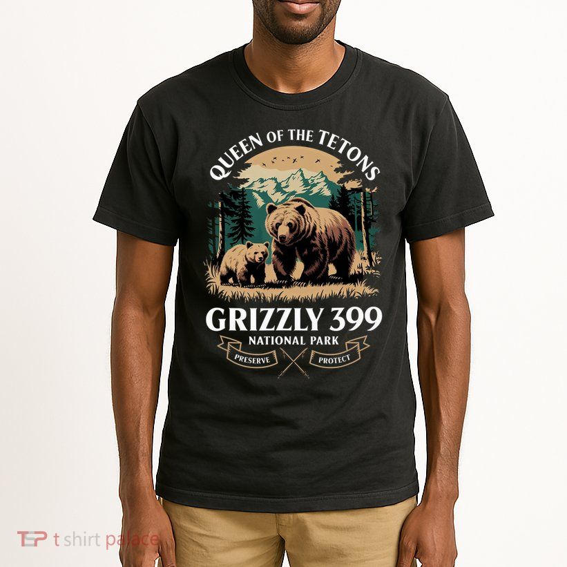 Vintage Queen Of The Tetons Grizzly 399 National Park Bear Tall T-Shirt