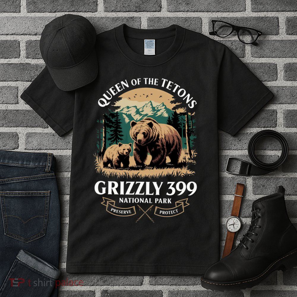 Vintage Queen Of The Tetons Grizzly 399 National Park Bear Tall T-Shirt
