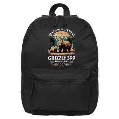 Vintage Queen Of The Tetons Grizzly 399 National Park Bear 16 in Basic Backpack