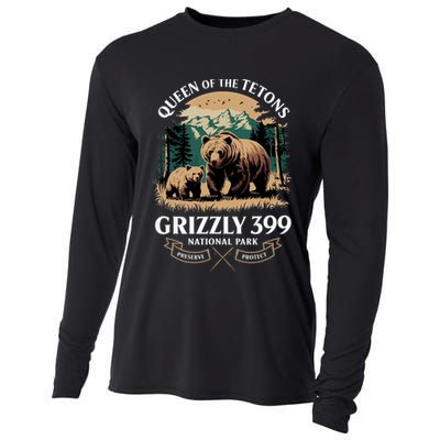 Vintage Queen Of The Tetons Grizzly 399 National Park Bear Cooling Performance Long Sleeve Crew
