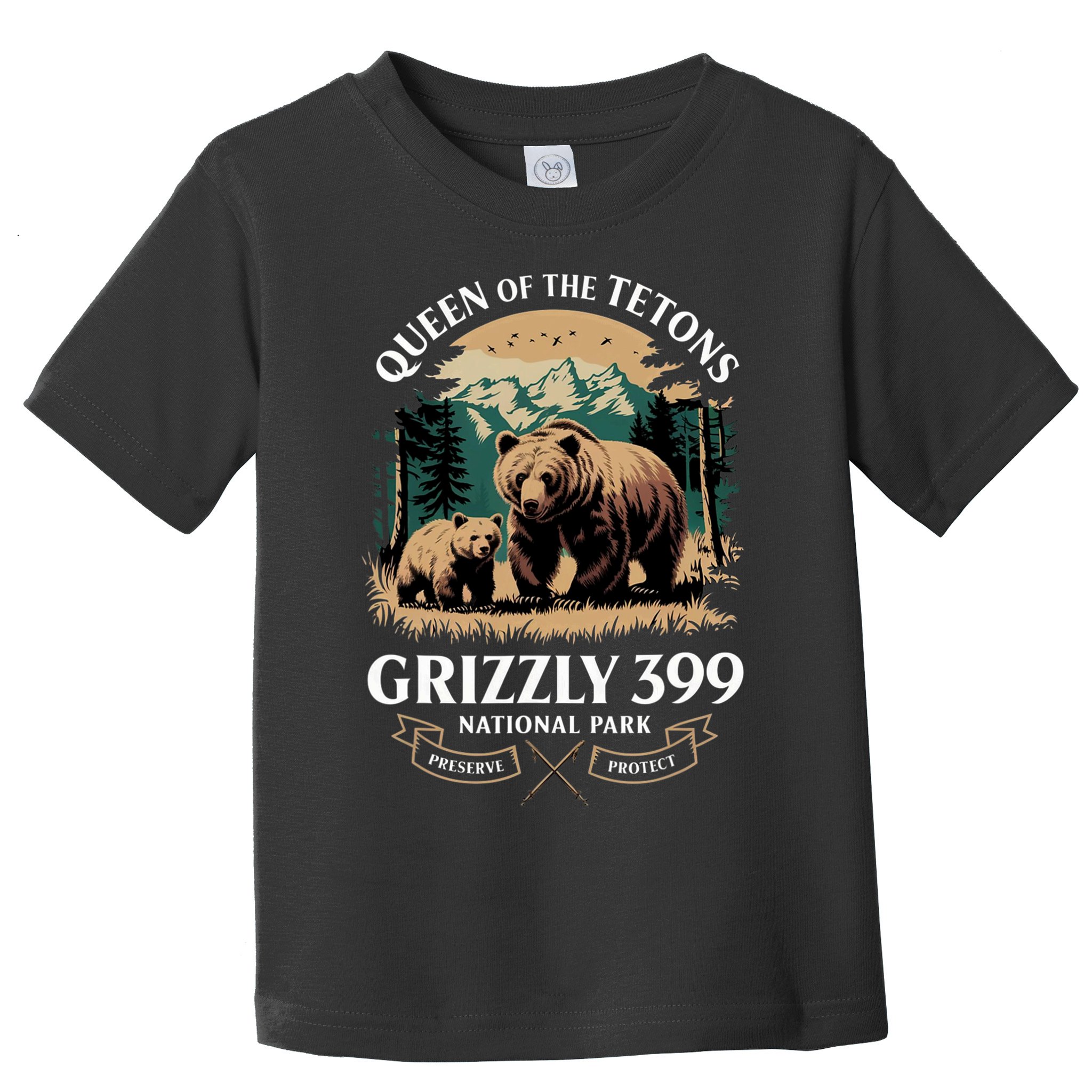 Vintage Queen Of The Tetons Grizzly 399 National Park Bear Toddler T-Shirt