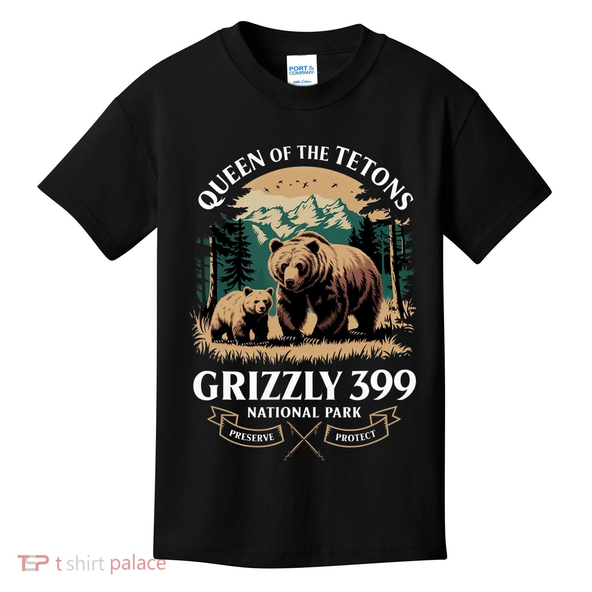 Vintage Queen Of The Tetons Grizzly 399 National Park Bear Kids T-Shirt