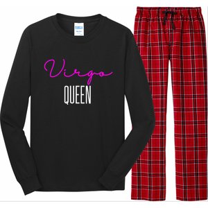 Virgo Queen Pink Writing / Funny Zodiac Virgo Birthday Great Gift Long Sleeve Pajama Set