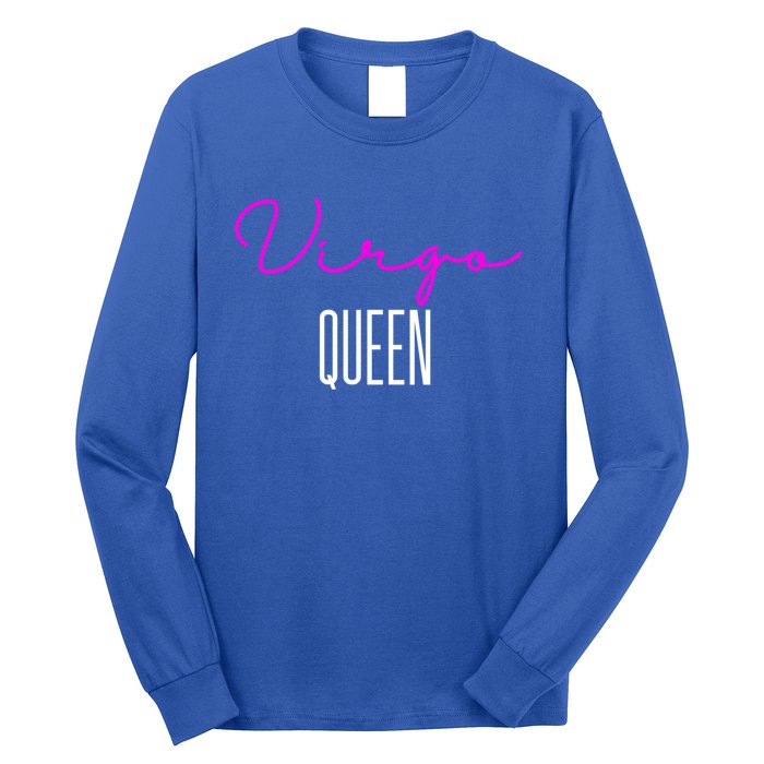 Virgo Queen Pink Writing / Funny Zodiac Virgo Birthday Great Gift Long Sleeve Shirt