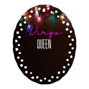 Virgo Queen Pink Writing / Funny Zodiac Virgo Birthday Great Gift Ceramic Oval Ornament