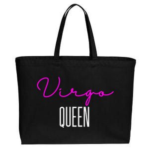 Virgo Queen Pink Writing / Funny Zodiac Virgo Birthday Great Gift Cotton Canvas Jumbo Tote