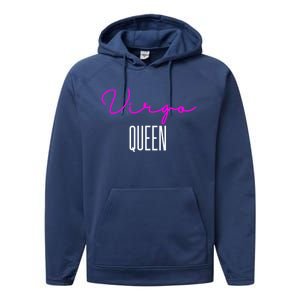 Virgo Queen Pink Writing / Funny Zodiac Virgo Birthday Great Gift Performance Fleece Hoodie