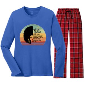 Virgo Queen Personality Qualities Melanin Great Gift Women's Long Sleeve Flannel Pajama Set 