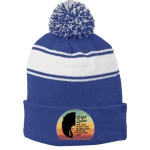 Virgo Queen Personality Qualities Melanin Great Gift Stripe Pom Pom Beanie