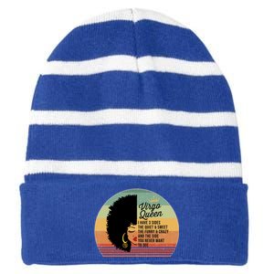 Virgo Queen Personality Qualities Melanin Great Gift Striped Beanie with Solid Band