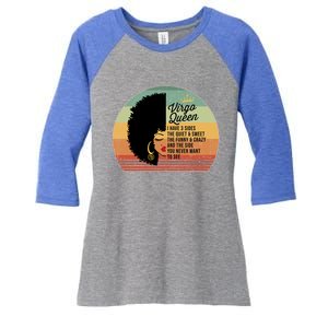 Virgo Queen Personality Qualities Melanin Great Gift Women's Tri-Blend 3/4-Sleeve Raglan Shirt