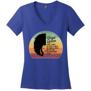 Virgo Queen Personality Qualities Melanin Great Gift Women's V-Neck T-Shirt