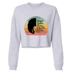 Virgo Queen Personality Qualities Melanin Great Gift Cropped Pullover Crew