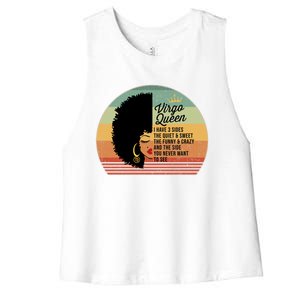 Virgo Queen Personality Qualities Melanin Great Gift Women's Racerback Cropped Tank