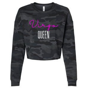 Virgo Queen Pink Writing / Funny Zodiac Virgo Birthday Cute Gift Cropped Pullover Crew