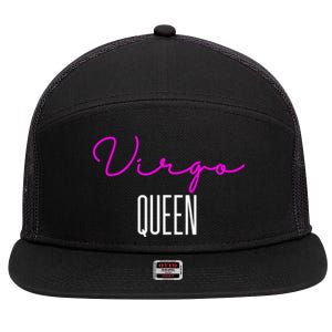 Virgo Queen Pink Writing / Funny Zodiac Virgo Birthday Cute Gift 7 Panel Mesh Trucker Snapback Hat