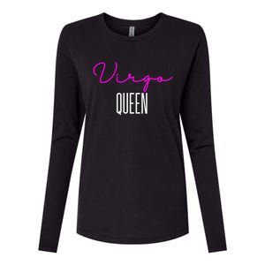 Virgo Queen Pink Writing / Funny Zodiac Virgo Birthday Cute Gift Womens Cotton Relaxed Long Sleeve T-Shirt