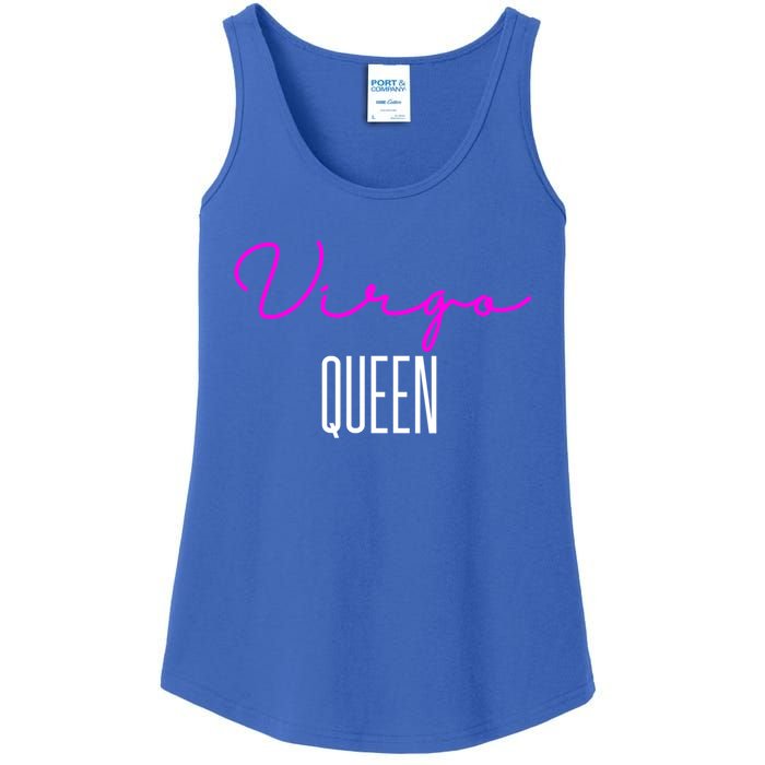 Virgo Queen Pink Writing / Funny Zodiac Virgo Birthday Cute Gift Ladies Essential Tank