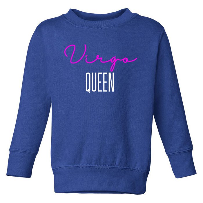 Virgo Queen Pink Writing / Funny Zodiac Virgo Birthday Cute Gift Toddler Sweatshirt